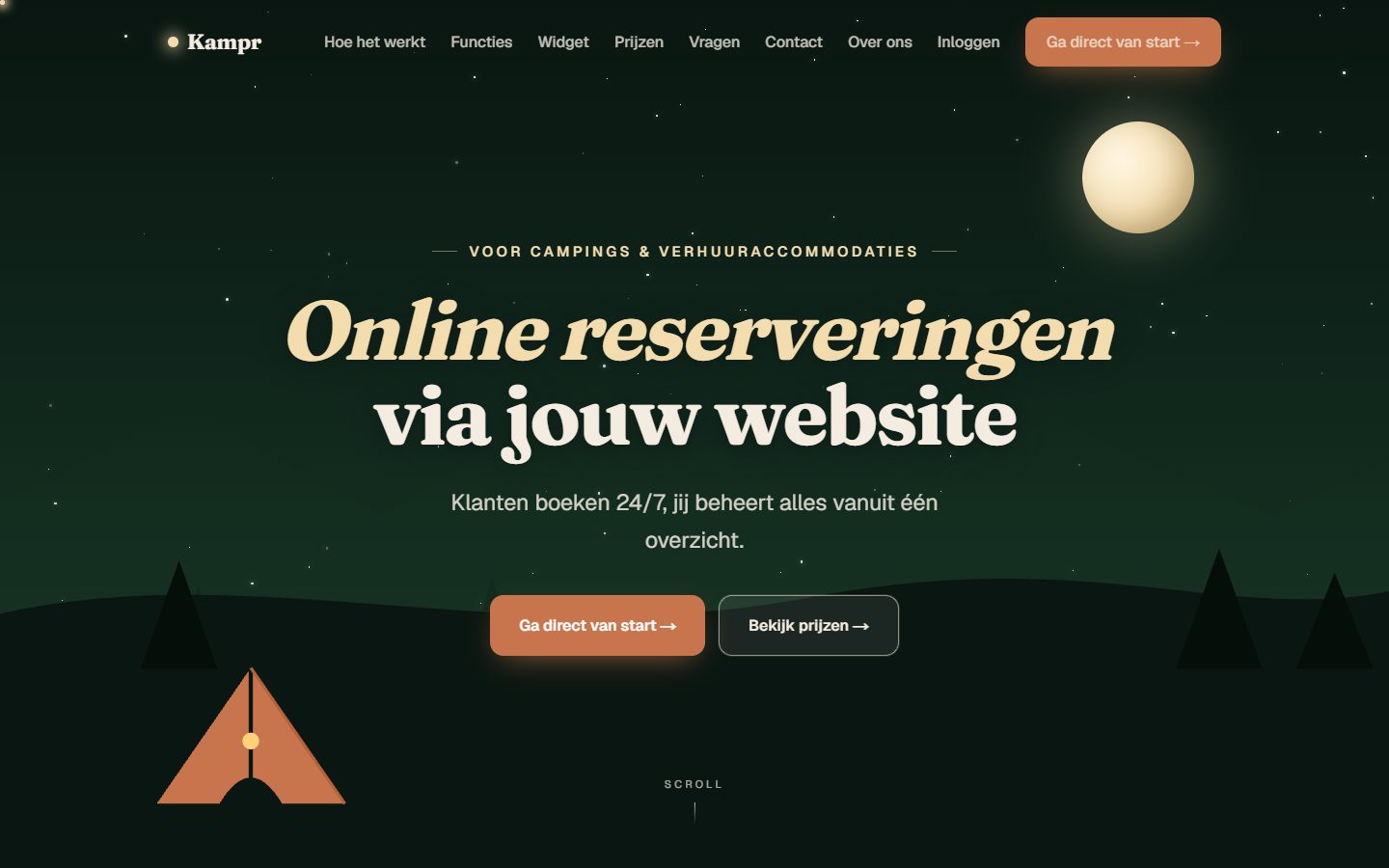 Kampr.nl — reserveringswebsite gebouwd door MVDBmedia